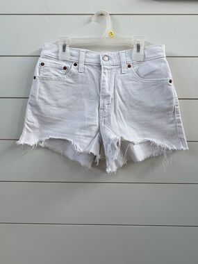 Levi's White Frayed Cutoff Denim Shorts